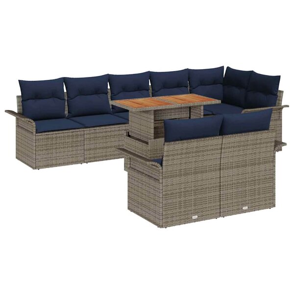 vidaXL Ensemble de canapé de jardin 9 Pièces gris et bleu marine