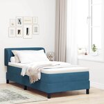 Lit box spring vidaXL avec matelas bleu foncé 100x200 cm en velours