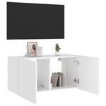 vidaXL Meuble TV mural avec lumières LED blanc 80x35x41 cm