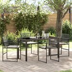 vidaXL Set de salle à manger de jardin 5 pièces avec coussins en rattan poly noir