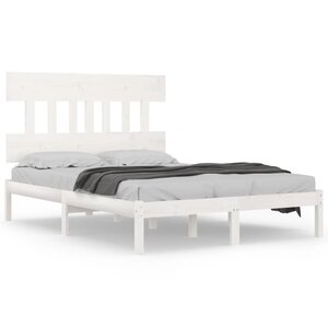 vidaXL Cadre de lit sans matelas blanc 140x200 cm bois massif