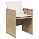 vidaXL Ensemble à manger de jardin et coussins 7 Pièces beige poly rotin