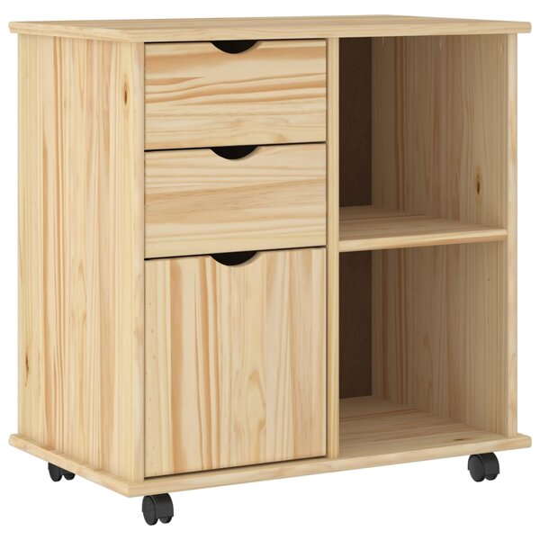 vidaXL Cabinet roulant 63 5 x 39 x 65 5 cm Bois de Pin Massif Marron