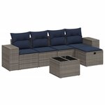 vidaXL Salon de jardin 6 Pièces avec coussins gris résine tressée