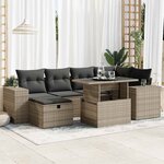 vidaXL Salon de jardin 8 Pièces avec coussins gris résine tressée