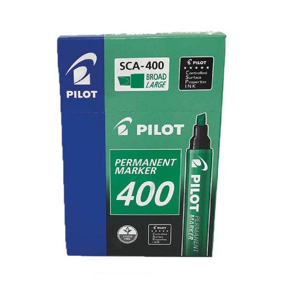 Marqueur Permanent SCA 400 Pointe Biseau Large Vert x 12 PILOT