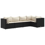 vidaXL Salon de jardin 5 Pièces avec coussins Noir Résine tressée