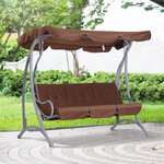 Balancelle balancoire fauteuil de jardin en acier 3 places charge max. 340 Kg chocolat