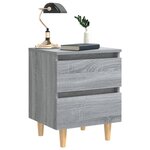 vidaXL Table de chevet avec pieds en bois Sonoma gris 40x35x50 cm