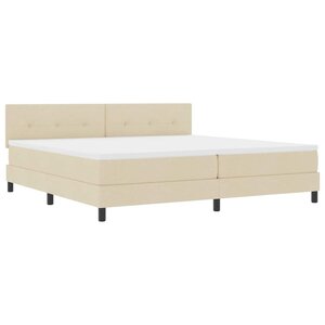 vidaXL Lit à ressorts avec matelas avec LED Crème 200 x 200 cm tissu