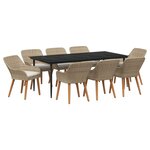 vidaXL Ensemble de salle à manger pour jardin 9 Pièces Beige polyrotin