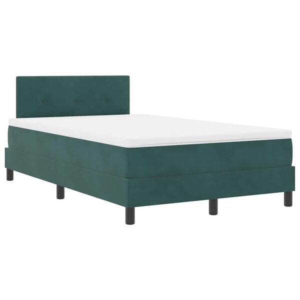 Lit box spring vidaXL avec matelas vert foncé petit double en velours