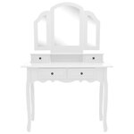 vidaXL Ensemble de coiffeuse et tabouret Blanc 100x40x146 cm Paulownia