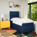 vidaXL Sommier à lattes de lit avec matelas Bleu 90x190 cm Tissu