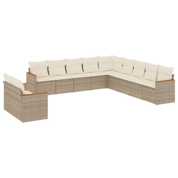 vidaXL Salon de jardin 11 Pièces avec coussins beige résine tressée