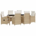 vidaXL Ensemble de repas extérieur 7 Pièces Beige et blanc crème