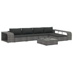 vidaXL Salon de jardin 8 Pièces avec coussins Résine tressée Gris