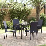 vidaXL Ensemble de salle à manger pour jardin 5 Pièces Noir Poly rotin