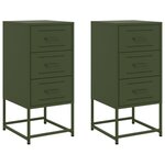 vidaXL Tables de chevet 2 Pièces vert olive 36x39x78 cm acier