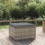 vidaXL Repose-pied de jardin et coussin Gris 55x55x30cm Résine tressée