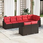 vidaXL Ensemble de Canapés avec coussin 8 Pièces Marron polyrotin