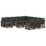 vidaXL Ensemble de canapé de jardin 13 Pièces Gris polyrotin