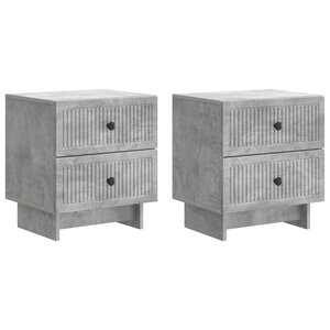 vidaXL Cabinet de chevet 2 Pièces Gris béton 43 x 34 5 x 47 5 cm