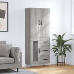 vidaXL Buffet haut Sonoma gris 69 5x34x180 cm Bois d'ingénierie