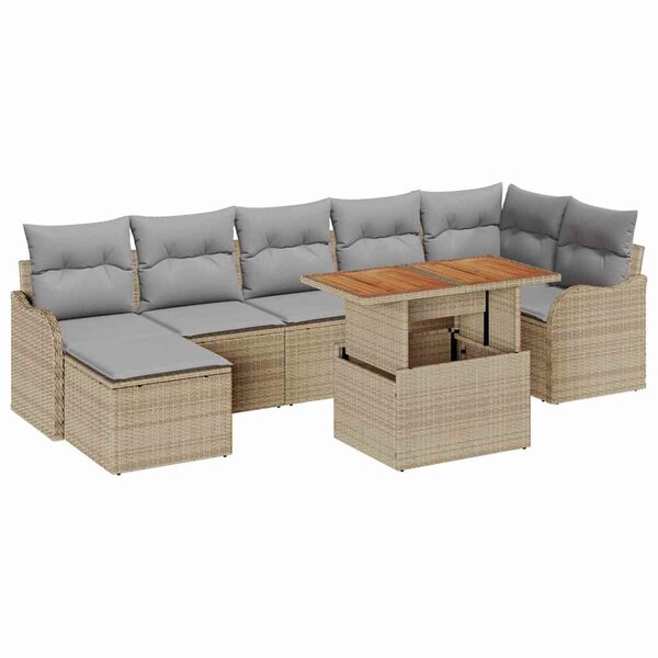 vidaXL Ensemble de canapé de jardin 8 Pièces beige et gris clair