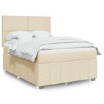 vidaXL Sommier à lattes de lit avec matelas Crème 140x190 cm Tissu
