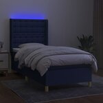 vidaXL Sommier à lattes de lit matelas et LED Bleu 90x190 cm Tissu