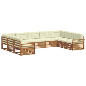 vidaXL Ensemble de canapés d'extérieur 9 Pièces Naturel et Crème