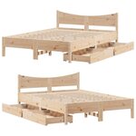 vidaXL Cadre de lit avec tiroirs 160x200 cm bois massif de pin