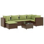 vidaXL Salon de jardin avec coussins 7 Pièces marron résine tressée