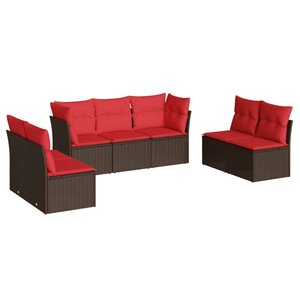 vidaXL Salon de jardin avec coussins 7 Pièces marron résine tressée
