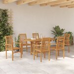 vidaXL Ensemble de salle à manger pour jardin 7 Pièces Marron Teck massif