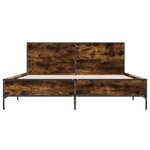 vidaXL Cadre de lit chêne fumé 160x200 cm bois d'ingénierie et métal