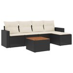vidaXL Salon de jardin 6 Pièces avec coussins noir résine tressée