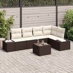 vidaXL Ensemble de canapé de jardin 6 Pièces Marron Poly rotin