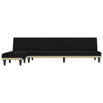 vidaXL Canapé-lit en forme de L noir 255x140x70 cm tissu