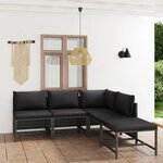 vidaXL Salon de jardin 5 Pièces avec coussins Résine tressée Gris