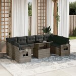 vidaXL Salon de jardin avec coussins 10 Pièces gris résine tressée