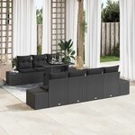 vidaXL Ensemble de canapé de jardin 8 Pièces Noir 100 x 55 x 73 cm