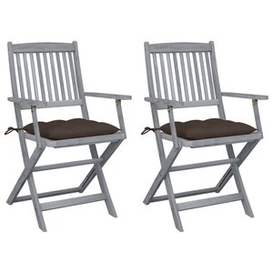vidaXL Chaises pliables d'extérieur lot de 2 et coussins Bois d'acacia