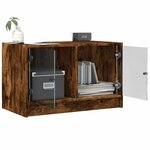 vidaXL Meuble TV avec portes en verre chêne fumé 68x37x42 cm