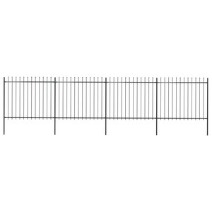 vidaXL Clôture de jardin avec dessus en lance Acier 6 8 x 1 5 m Noir