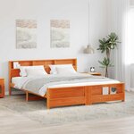 vidaXL Cadre de lit avec tête de lit Brun cire 200 x 200 cm Pin massif