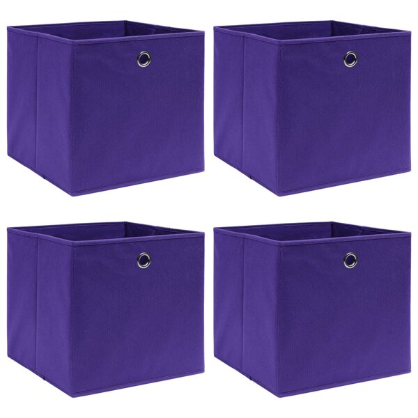 vidaXL Boîtes de rangement 4 Pièces Violet 32x32x32 cm Tissu