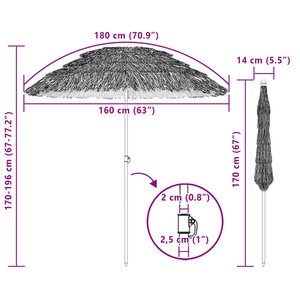 vidaXL Parasol de plage Naturel 255 x 255 x 255 cm Polyester et Acier