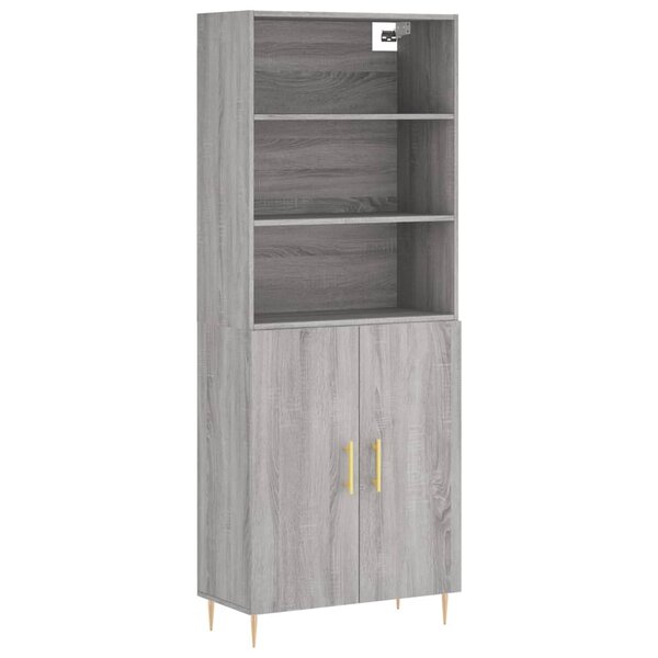 vidaXL Buffet haut Sonoma gris 69 5x34x180 cm Bois d'ingénierie